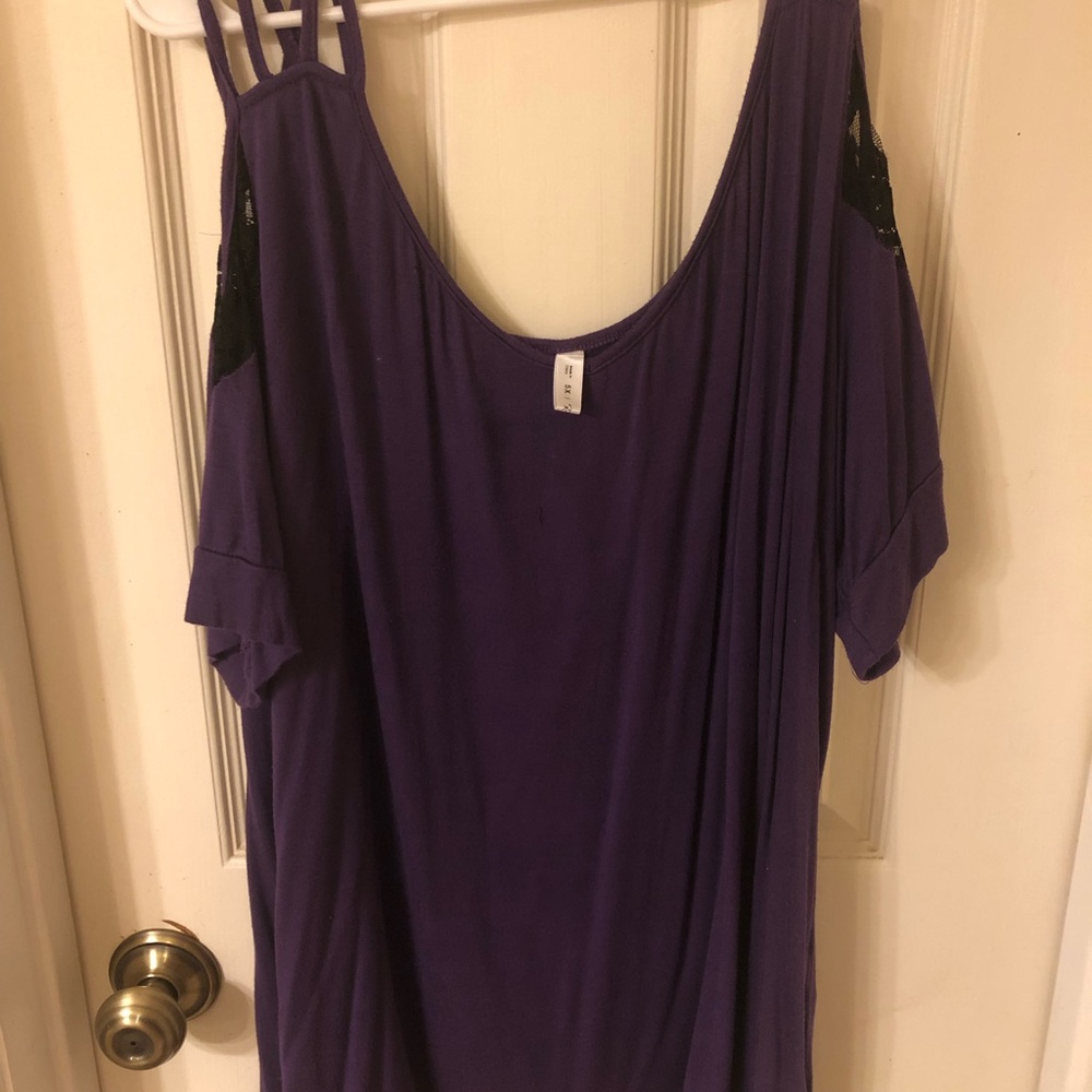 Plus size purple off the shoulder top